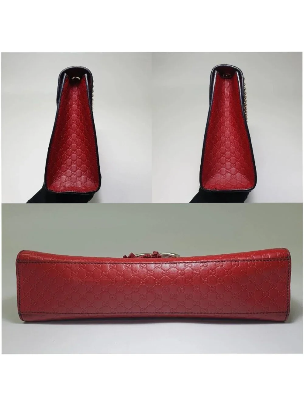 Authentic Gucci Emily Microguccissima Red Leather Chain Shoulder Bag - Picture 6 of 12